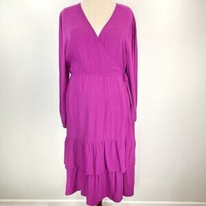 Knox Rose Dress XXL Pink Easter Maxi Wrap Tiered Ruffles Pockets Boho Waffle NWT